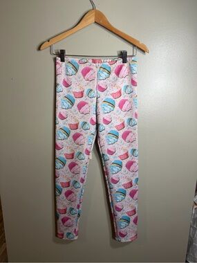 Jerry Leigh Girl Cupcake Print Leggings Girls XL 14/16 Pink Stretch
